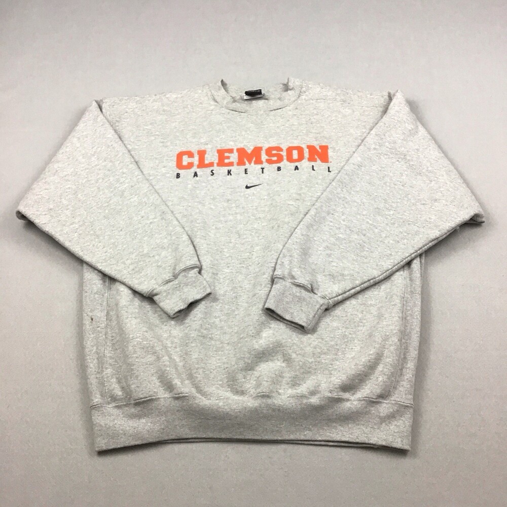 Vintage Clemson Tigers Sweatshirt Men Large Gray Nike Team Crew Pullover 90s L